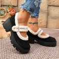 thumbnail image 4 of Rokment Winter Snow Boots for Women with Fleece Lined Vintage Warm Fuzzy Platform Chunky High Heel Mary Jane Shoes Casual Ballet Dress Ankle Booties Black Size 6, 4 of 7