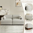 thumbnail image 3 of DREAMSIDEA Sea Salt Grey Chaise Lounge Indoor Furniture Upholstered Sofa Corduroy Couch Bed with Armrest for Living Room,Bedroom, 3 of 6