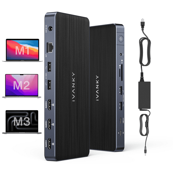 FusionDock Pro 1 DisplayLink Docking Station with 150W Power Supply, 14-in-1 4K@60Hz Triple Monitor Dock USB C For MacBook M1/M2/M3 Dock