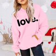 thumbnail image 2 of Hoodies for Girls Valentine's Day Kids Long Sleeve Hooded Sweatshirt Letter Print Crew Neck Loose Fit Pink 7 Years-8 Years, 2 of 4