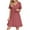 Pink, variant on Edvintorg Summer Dresses for Women 2025 Vacation Fashion Solid Color V-Neck Loose Casual Pleated Dress Short Sleeve Beach Dress