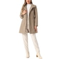 thumbnail image 2 of Abrigos de trench de invierno Inspire Chic para mujer, abrigo de doble botonadura con cuello de pie, XL, marrón, 2 of 6
