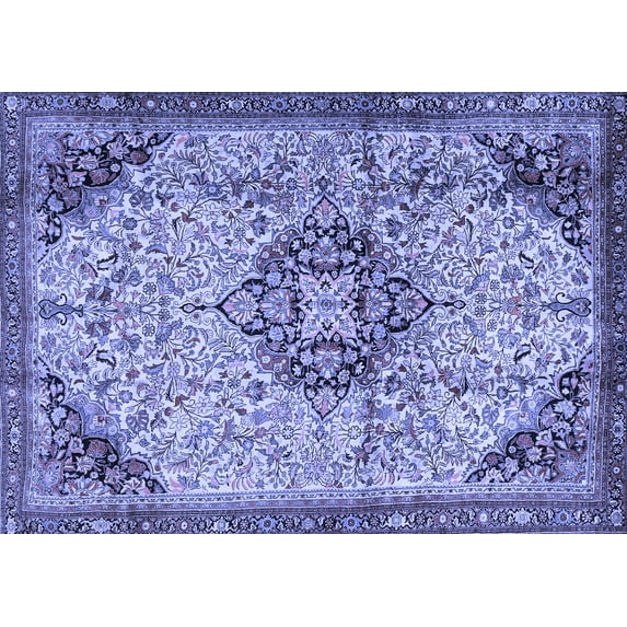 Ahgly Company Machine Washable Indoor Rectangle Medallion Blue Traditional Area Rugs, 5' x 8'