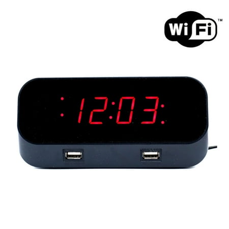 Camera Spy Clock SpygearGadgets® 1080P HD WiFi Internet Streaming Mini Alarm Clock Nanny Cam Hidden Spy Camera - Model HC270w ()