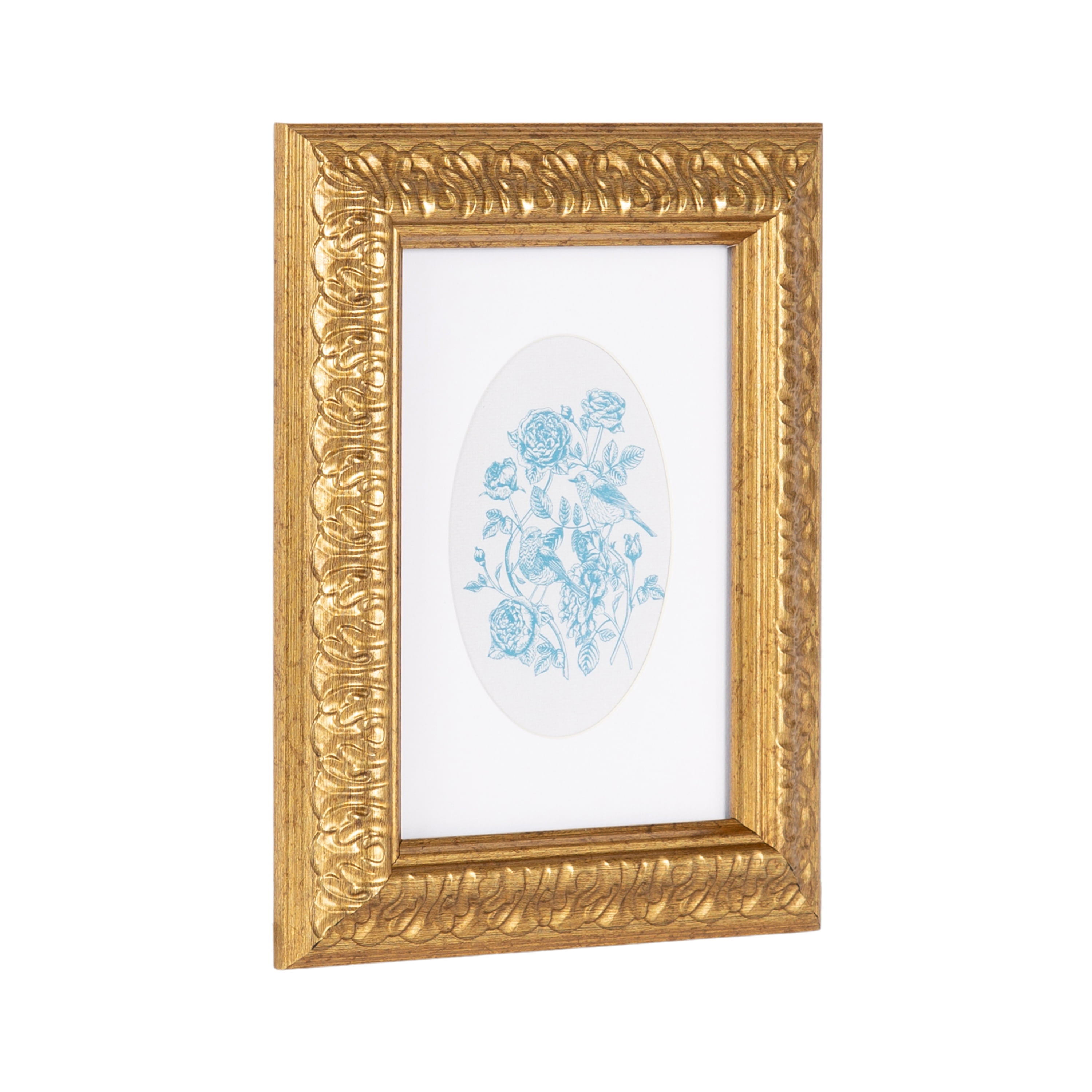 DesignOvation – 3.5x5 Picture Frame – Ornate Antique Gold Tabletop Photo Frame