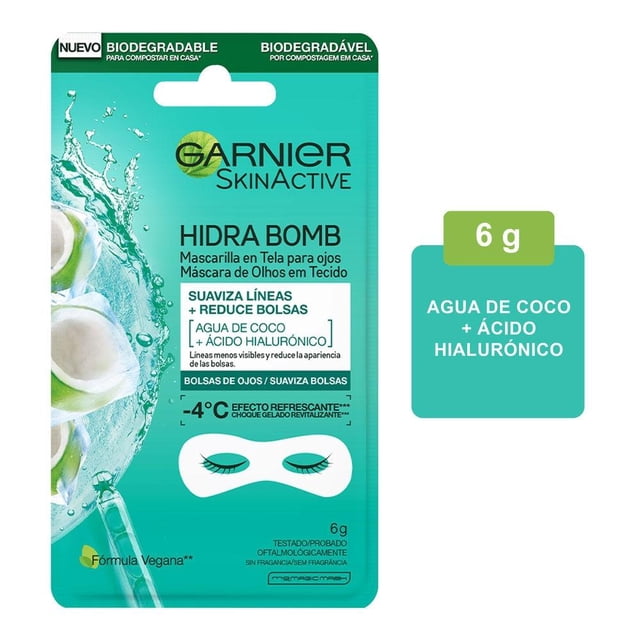 Mascarilla para ojos Garnier SkinActive en tela hidra bomb coco 1 pieza