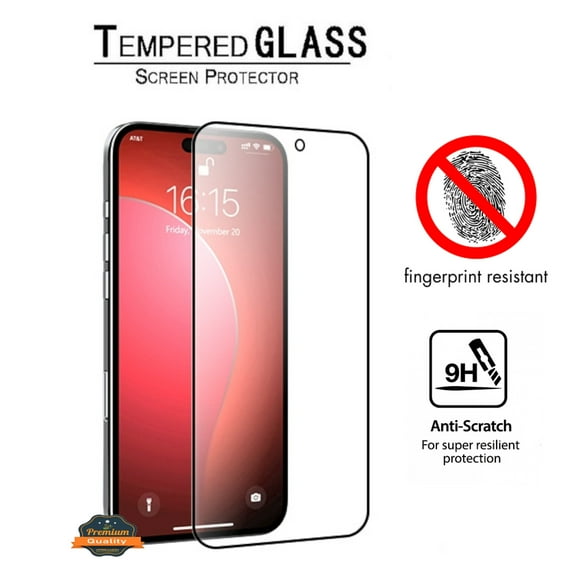 Screen Cover for Apple iPhone 16 Pro Max (6.9") Anti-Fingerprint Tempered Glass Screen Protector 9H Hardness, HD, Bubble-Free - Clear