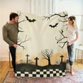 thumbnail image 5 of 1pc Gothic Halloween Graveyard Throw Blanket - Spooky Cemetery Scene with Bats, Tombstones - Soft Flannel All-Season Couch, Bed, Camping, Office Decor - Lightweight Indoor/Outdoor Blanket for Hallowe, 5 of 8