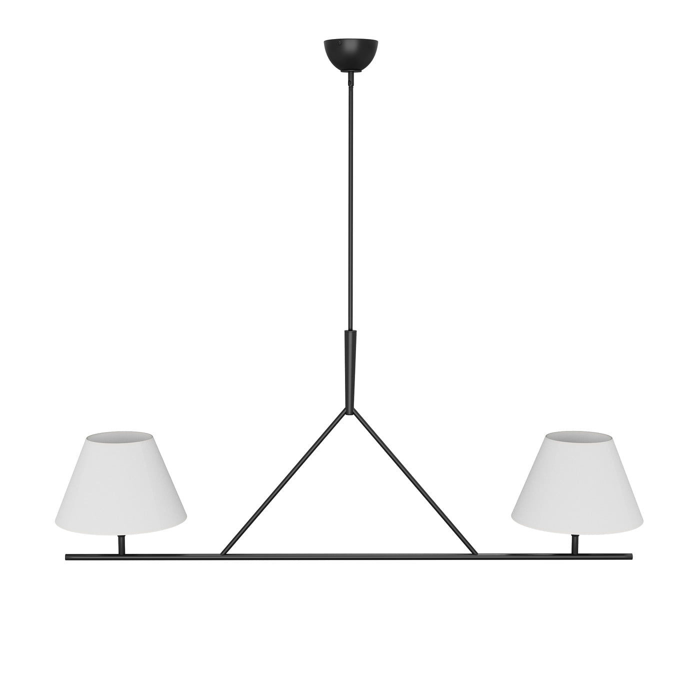Aiwen 2-Light Linear Industrial Pendant Light with Black Finish and Bell Glass Shade for Kitchen Island Living Room