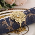 thumbnail image 3 of Paquete de 24 servilleteros de flores ahuecados, juego de servilleteros con diamantes de imitación florales de aleación, adorno exquisito para el hogar para Navidad (dorado), 3 of 5