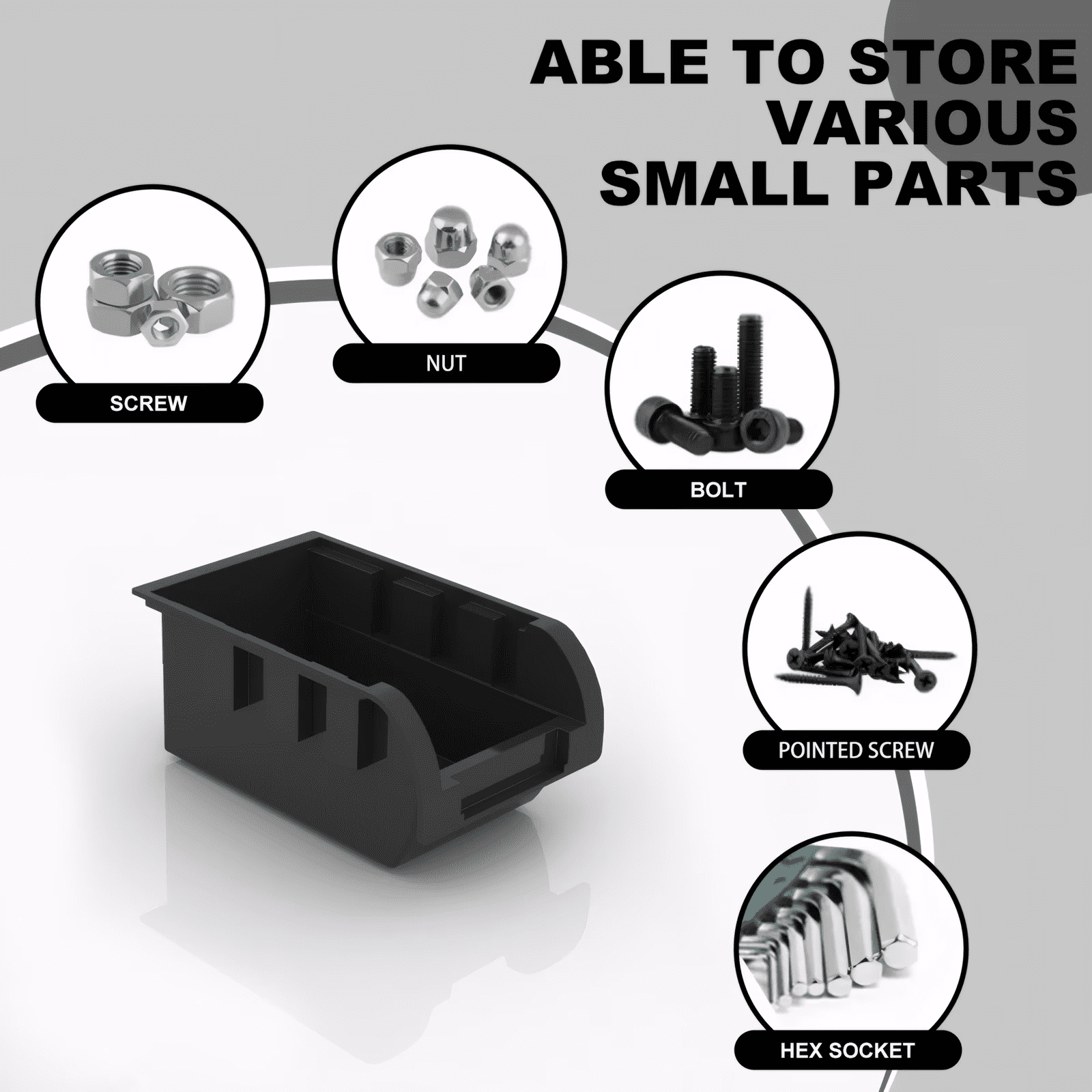 Wall-Mounted Storage Rack System with Bins and Brackets - 45 Pcs Heavy Duty Garage & Workshop Tool Organizer, Stackable for Screws, Nuts, Bolts, Nails, Beads & Small Hardware, Easy Installation