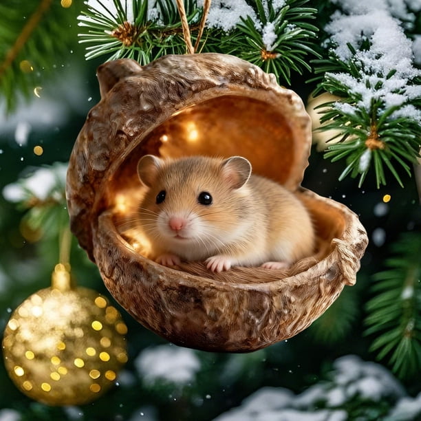 Decoración del hogar, decoración de habitaciones, decoración de paredes, adornos de bosque, adornos navideños de bosque, lindos adornos navideños con luces, mini erizo de resina, decoración colgante d
