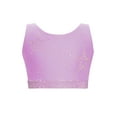 thumbnail image 3 of inlzdz Girls Shiny Rhinestones Crop Tops Gymnastics Dance Tank Tops Crisscross Back Cropped Shirts Light Purple 12, 3 of 5