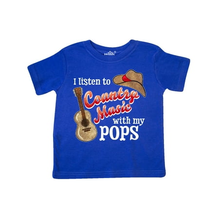 

Inktastic I Listen to Country Music with my Pops with Guitar and Hat Gift Toddler Boy or Toddler Girl T-Shirt