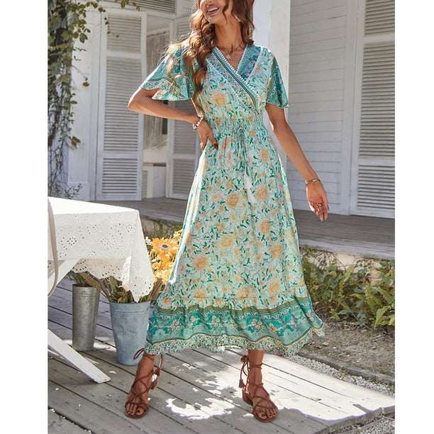 Loose Hem Dress, Summer Long Dress Decoration For Beach Vacation For Everyday Wear ANGGREK HH1711