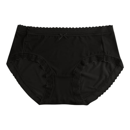 TIHLMK Panties for Women Women Underwear Seamless Women s Traceless Ultra Thin Ice Silk Briefs Lace Edge Breathable Mid Waist Briefs Gifts for Women Black Underwear