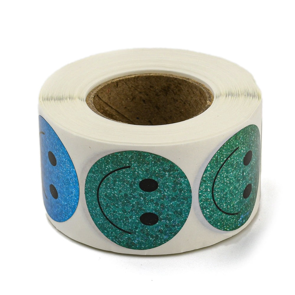 10rolls Smile Stickers Roll Round Paper Smiling Face Pattern Adhesive Labels Decorative Sealing Stickers for Gifts Party Mixed color 25x0.2mm 500pcs/roll
