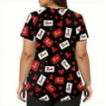 thumbnail image 5 of Dwralegc Valentine's Day Scrub Tops for Women V Neck T Shirts Heart Pattern Short Sleeve Nurse Oversized Tee Stretch Workwear Red L, 5 of 5