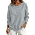 thumbnail image 2 of ZHYou Womens Long Sleeve Sweatshirts Henley Half Button Collared Loose Fit Drop Shoulder Casual Pullover Tops,Gray,Size 2XL, 2 of 7
