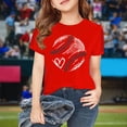 thumbnail image 2 of TIREOW Girls Oversized Baseball Print T-Shirts Kids Cute Print Short Sleeved Athletic Tee Shirt Teen Preppy Loose Blouse ﻿ (Red, 3-4 Years), 2 of 7