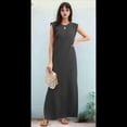 thumbnail image 4 of Vestido Maxi de Verano 2025 para Mujer, Informal, Holgado, con Abertura, Sin Arrugas, con Cuello Redondo y Bolsillos, Color Gris Oscuro L, 4 of 9