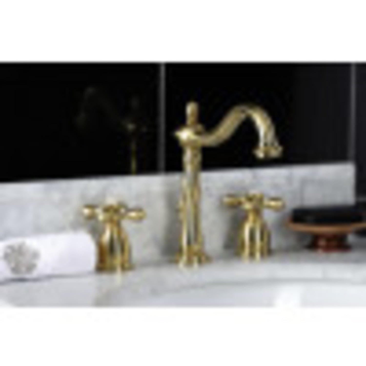 Kingston Brass KB1977AX 8 in. Widespread Bathroom Faucet, Brushed Brass
