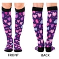 thumbnail image 2 of Haosy Compression Socks for Men Women Knee High Running Socks for Nurse Hiking Recovery Travel Athletic 2 Pairs Pink and Purple Hearts, 2 of 9