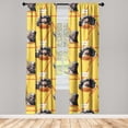thumbnail image 3 of Ambesonne Emoji Curtains, Antique Heads and Funny Faces, Pair of 28"x95", Mustard Orange Grey, 3 of 5