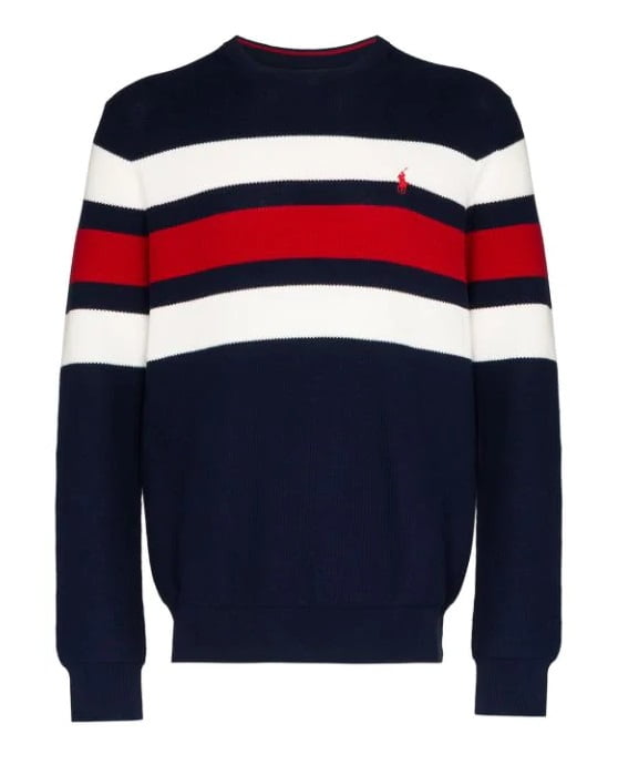 mens multi coloured striped jumper