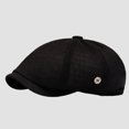 thumbnail image 2 of Men's Adjustable Fit Newsboy Cap Cotton Herringbone Flat Hat Washed Beret Ivy Style for Golf Cabbie Driving Casual Fashion (Black), 2 of 4