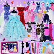 600+ Pcs Fashion Designer Kits with 5 Mannequins - Creativity Diy Arts and Crafts for Kids Ages 8-12 - Toys for Girls - Sewing Kit for Kids - Birthday Gift for Girls 6 7 8 9 10 11 12+