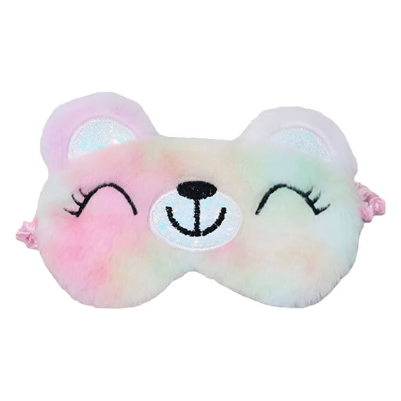 TELOLY Sleeping Eye Mask,Plush Padding Molds Without Pressure Sleeping Eye Mask,Adjustable Strap Fits All Sizes Eye Sleep Mask,Seven-Color Bear