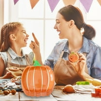 Halloween Plates Thanksgiving Plates Tray 10 PC 7 Inch Pumpkin Shaped Disposable Paper