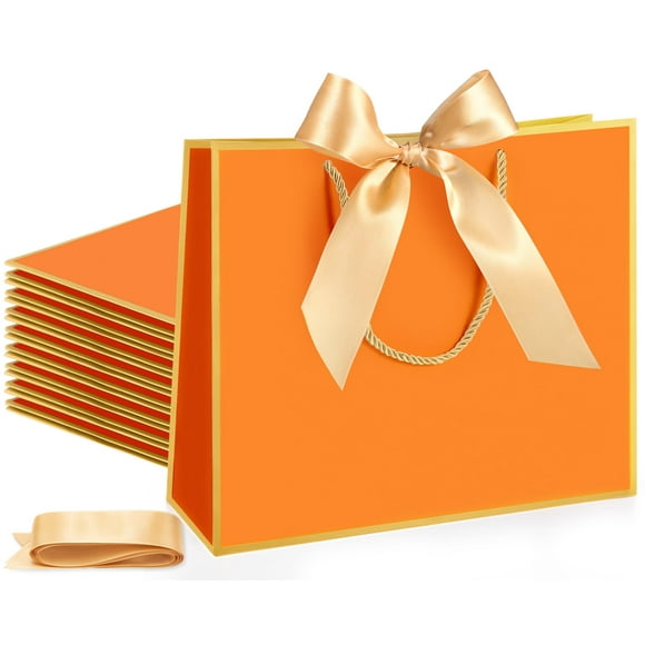 Bolsas de regalo Silkfly naranja dorado 30x25x10 cm 12 unidades