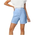 thumbnail image 2 of Summer Plus Size Shorts Pants For Women Casual Solid Color Elastic Waist Bandage Light Blue Biker Shorts Running Yoga Shorts M(Available in Plus), 2 of 7