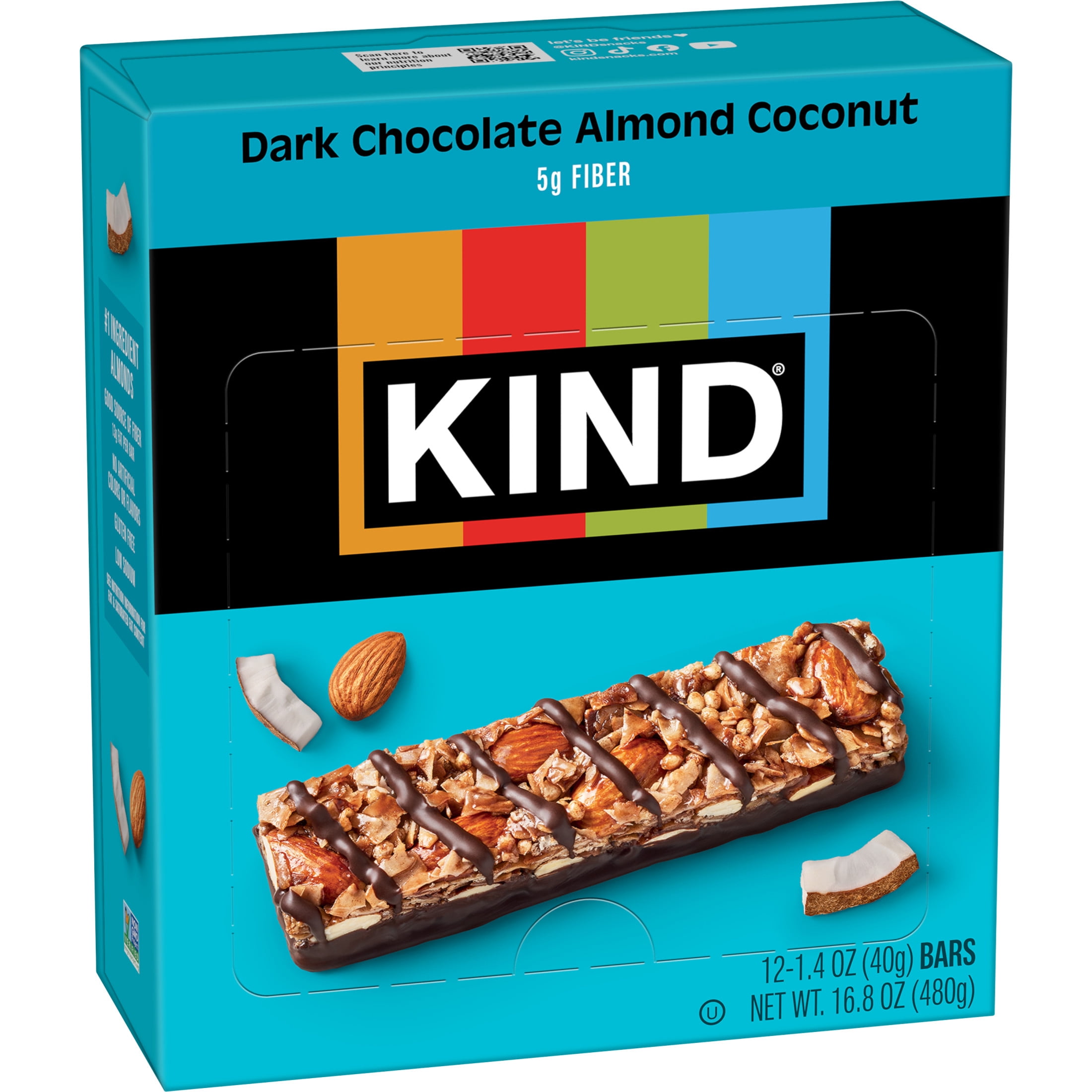 KIND Nut Bars, Dark Chocolate Almond & Coconut, 1.4 oz, 12 Count