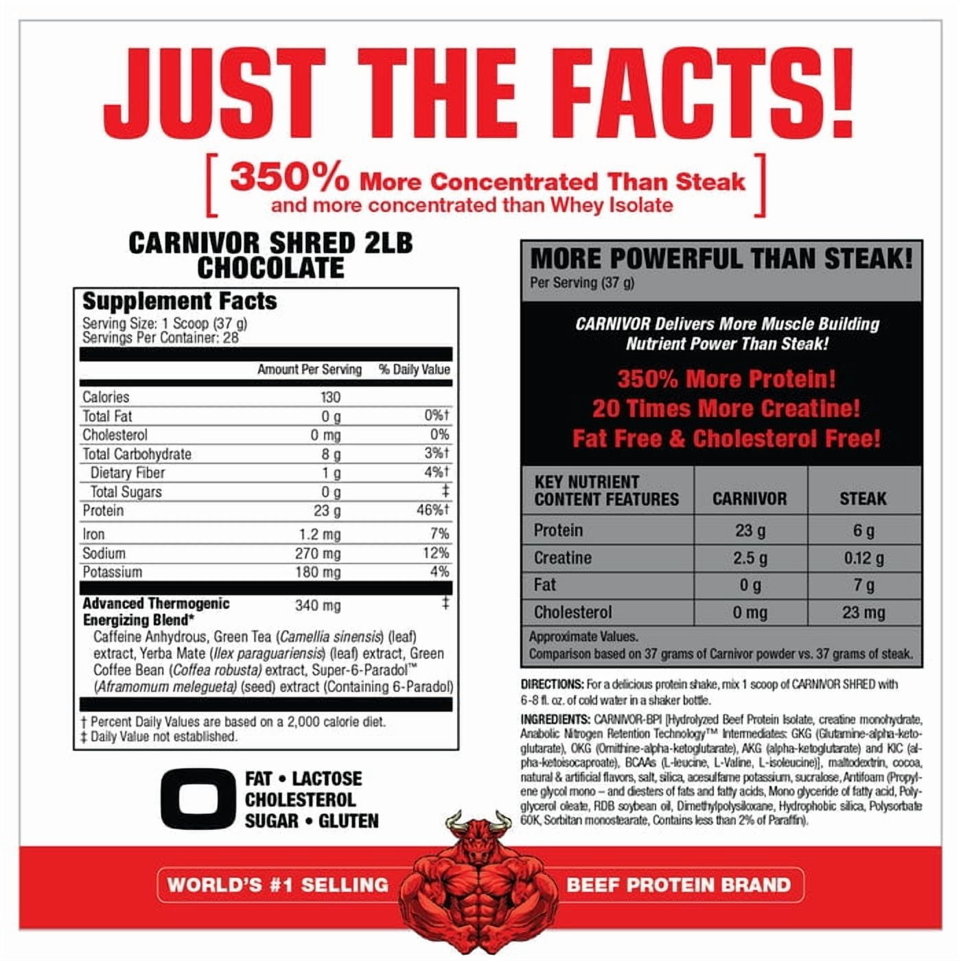 MuscleMeds Carnivor Shred Fat Burning Hydrolized Beef Protein Isolate, 0 Lactose, 0 Sugar, 0 Fat, Vanilla Caramel, 2 lbs