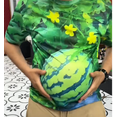thumbnail image 2 of Funny 3D Big Belly Watermelon Graphic T-Shirt, Watermelon Vine Flower Print Crew Neck Short Sleeve Casual Tee for Men & Women, 2 of 6
