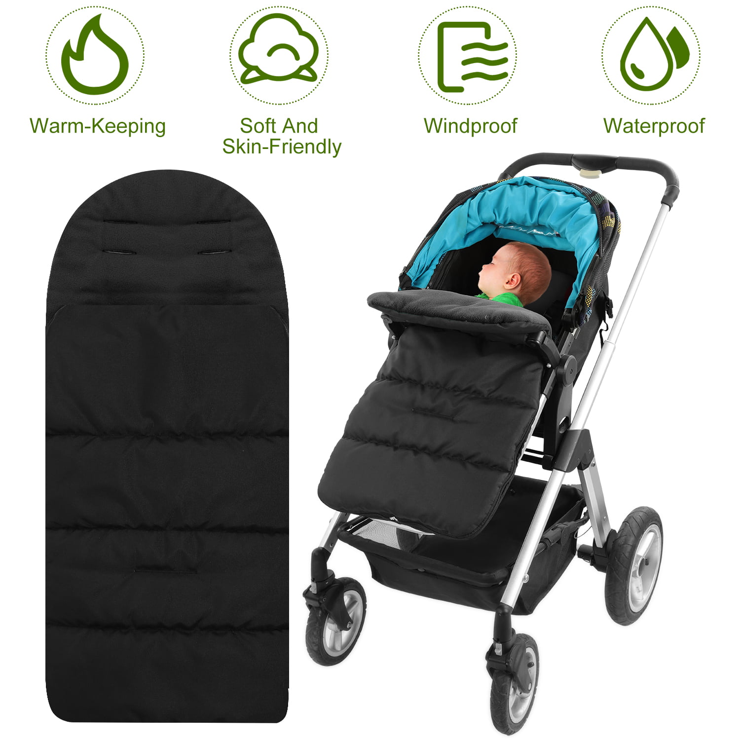 Universal Baby Stroller Footmuff Multi-Function Sleeping Bag Stroller Mat Thick Windproof Warm Autumn Winter Wind Cover for Baby Stroller
