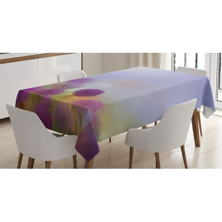 

Watercolor Flower Home Decor Tablecloth Onion in Meadow Pastoral Scenery at Springtime Illustration Rectangular Table Cover for Dining Room Kitchen 60 X 84 Inches Purple Blue by Ambesonne