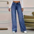 thumbnail image 3 of Wutalume High Waisted Jeans for Women Vintage Washed Straight Leg, Versatile Denim Pants for Casual Chic & Everyday Outfits,Dark Blue 2XL, 3 of 7