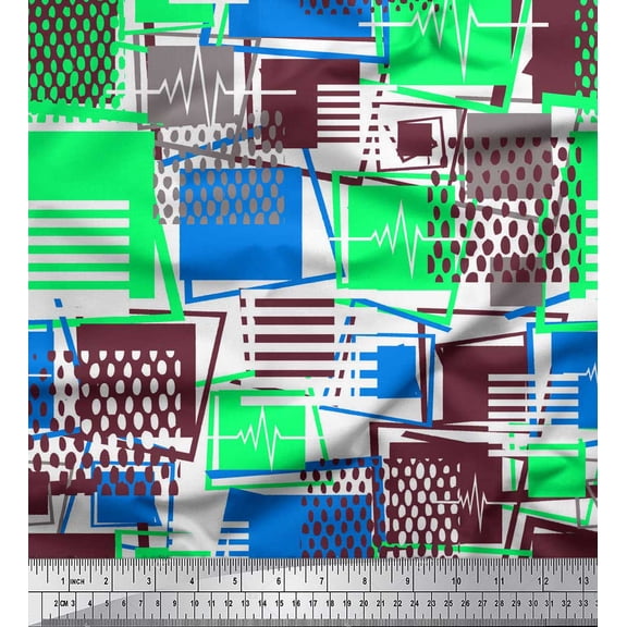 Soimoi Blue Cotton Voile Fabric Geometric Abstract Fabric Prints By Yard 42 Inch Wide