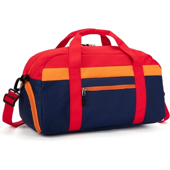 Duffle Bag for Boys or Girls, Fit School Practice, or Overnight Travel (Navy Red)