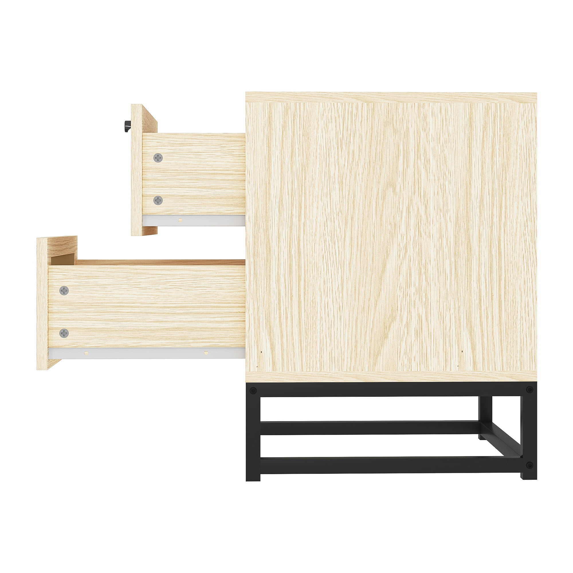 Kadyn Nightstand Set of 2, Bedside Table with 2 Natural Rattan Drawer & Metal Legs, Natural Side Table for Bedroom Kadyn Nightstand Set of 2, Bedside Table with 2 Natural Rattan Drawer & Metal Legs, Natural Side Table for Bedroom