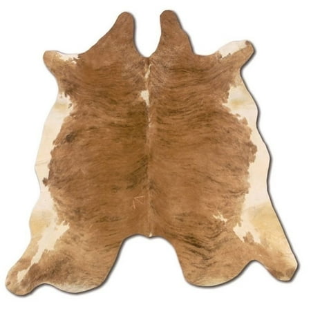 Beige Cowhide - Riverbay Furniture Hand Crafted Brown Stencil Cow Hide Rug in Beige