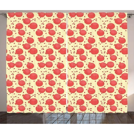 - Vegan Curtains 2 Panels Set, Pattern with Pomegranate Fruit and Seeds Antioxidant Ripe Food, Window Drapes for Living Room Bedroom, 108W X 90L Inches, Cream Dark Coral and Dark Pink, by Ambesonne