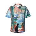 thumbnail image 2 of Picia Coastal Cat By The Window Gentle Cotton Regular Fit Short Sleeve Casual Hawaiian Shirt for Men-3X-Large, 2 of 8