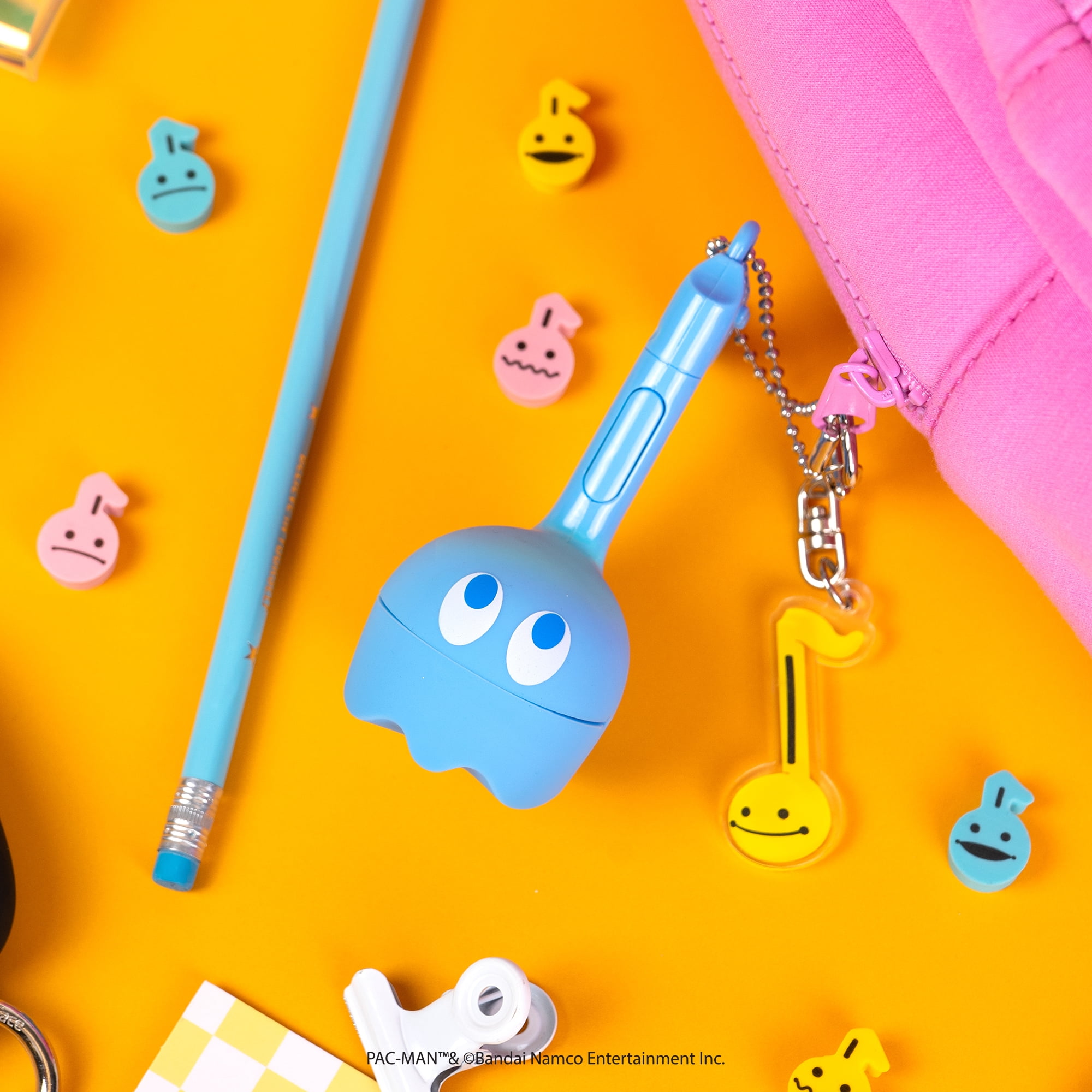 Otamatone Melody Original PAC-MAN Electronic Portable Music Toy Player Synthesizer from Japan by Maywa Denki Officially Licensed Merchandise with English Instructions Keychain Accessory - Inky