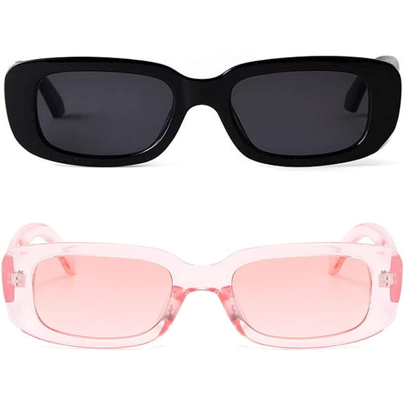 Gueiykk 2pcs sunglasses,black frame black lenses pink frame pink lenses