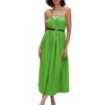 thumbnail image 1 of Vestido Halter Plisado Vestido halter plisado para mujer Vestidos con espalda abierta Color sólido Vestido sexy (Verde M) Cgtredaw Para estrenar, 1 of 1